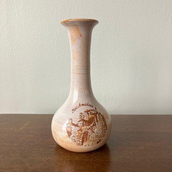 6 in. Pottery Bud Vase Souvenir Roc-Amadour France - Picture 1 of 6